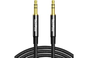 TechRise Aux Cable 3.5mm to 3.5mm Audio Cable, Headphones Cable,Jack Audio Extension Cable 1 m Nylon Braided Stereo Jack for Headphones, iPod, iPhone, iPad, Car, Soundbar,TV, PC, Speaker(Black, 1.0M)