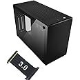 MININGEEK MiniNeo GU7 Portable 8.9L SFF PC Mini-ITX Case, Advanced Vented Panel, Tempered Glass Side Panel, Type-C USB3.0 Ports, Fits 2.5 Slots GPU, With PCIe 3.0 16X Riser Cable