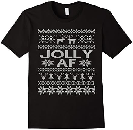 Men's Jolly AF Ugly Sweater Funny Christmas T-Shirt Large Black