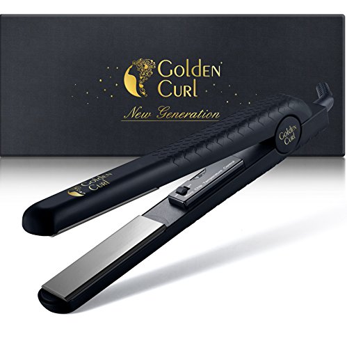 Golden Curl Keramik Glätteisen GL806 – Professionell fortgeschrittene Dual Voltage flache Eisen Platten für alle Haartypen (Schwarz)