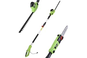 BAKAJI Tagliasiepi Telescopico Elettrico con Asta Estensibile, Taglia Siepi Lama 41 cm con Inclinazione, Lama Regolabile Manutenzione Giardino Tagliabordi Decespugliatore (700W con Motosega 2in1)