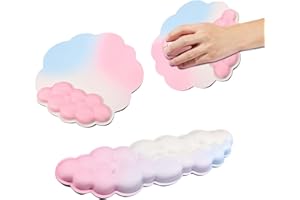Reposamuñecas Teclado Raton Nube,Smavles Espuma de Memoria Teclado Raton Reposamuñecas con Base Antideslizante,Juego de Reposamuñecas Ergonómico Alfombrilla de Teclado y Ratón Soporte de Muñeca