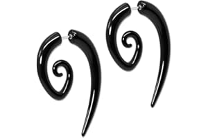 TUMUNDO 2 Finto Spirale Dilatatore Orecchino Piercing Nero Bianco Plug Fakeplug Taper Piercing Uomo Donna Acrilico Tribale
