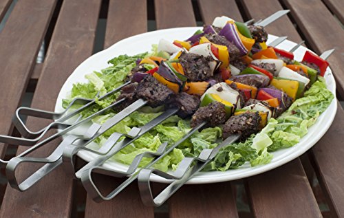 Steven Raichlen Grillspießhalter mit 6 Spießen aus Edelstahl, silber, 4.7 x 44.4 x 15.49 cm, SR8816 - 5