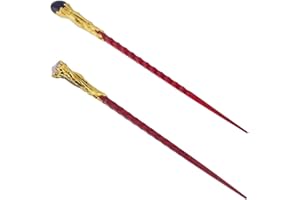 DICOSMETIC 2Pcs Magic Wand 2 Styles Wooden Wizard Wand Obsidian Amethys Cosplay Fairy Wand Gemstone Magic Wand for Costume Props, 9.06"-9.45"