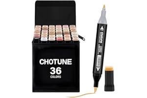CHOTUNE 36 Marqueurs de Couleurs de Peau, Alcohol Permanent Markers Set, Stylos Marqueur À Pointe Douce Avec Sac et Base Noirs