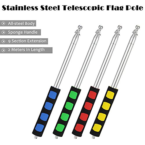Anself Teleskop Hand-Fahnenmast Flaggenmast aus Edelstahl bis zu 2 Meter - 6