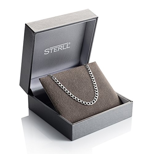 STERLL Herren-Kette aus massivem 925 Silber, ideal als Geschenk für Mann oder Freund, mit Schmuckbox