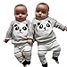Bébé Ensemble de Vêtements,LMMVP Nouveau-né Filles Garçons Panda Tops Shirt Pantalons à Rayures Ensemble d'équipement 2PCS Vêtements 0-24 mois (80(6-12M), Gris)