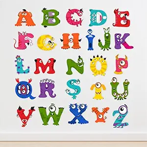 KREEPO Alphabet_ABC As Funny Animals Vinyl Wall Sticker for Kids Learning_Size(100cm X 100cm)_Multicolour