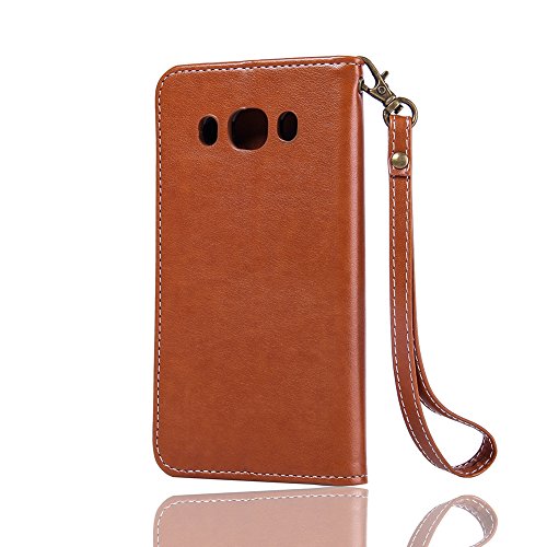 SKYXD Leder Hülle für Samsung Galaxy J5 2016 Rosen Blumen und Schmetterlings Muster,PU Folio Klappbar SchutzHülle [Brieftasche Kartenfach / Magnet / Standfunktion / Trageschlaufe] KlappHülle für mit [Krone Handyanhänger + Eingabestift] 3 in 1 Zubehör Set Handy Tasche Etui for für Samsung Galaxy J5 2016 J510FN Bookstyle Flip Case Leather Cover With [Stylus and Dust Plug]- Braun - 3