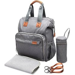Teamoy Bolso maternadad para Carritos de Bebé Bolsa de pañales impermeable mochila térmica para biberón,Gris