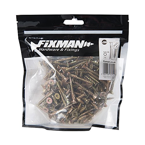 Fixman 335430 Tornillos para Madera Aglomerada Oro 5 x 40mm Set de 200 Piezas