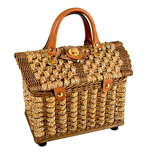 Preisvergleich Produktbild Trachtenkoffer aus Strohflechtband Peddigrohr mit Innenfutter