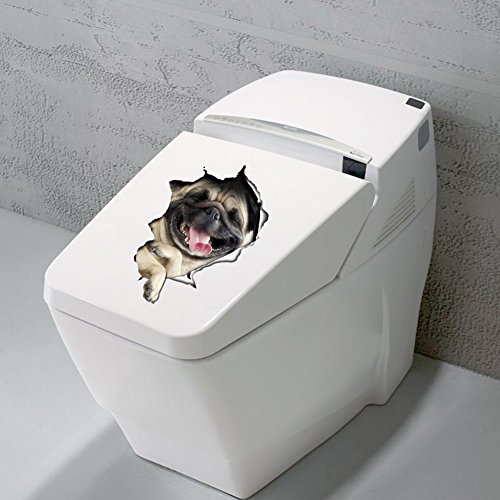 Oulique ® 3D Aufkleber Mops im Wanddurchbruch Loch - 7