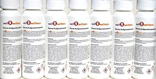 Saunaaufguss - Konzentrate Set 'Gesundheit + Wohlbefinden' mit 7 x 125 ml + gratis 25 g Mentholkristalle