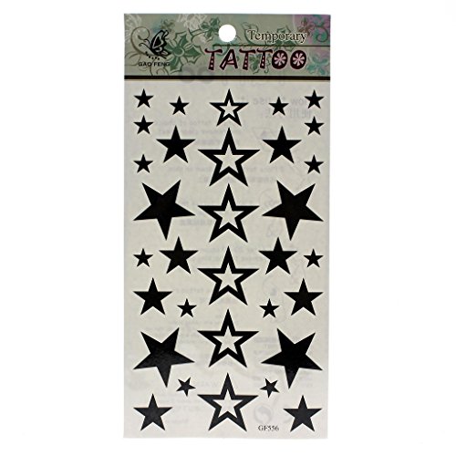 HuntGold 2X Popular Black Stars Removable Waterproof Temporary Tattoo DIY Body Art Sticker