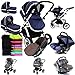 i-Safe System - Navy Trio Travel System Pram & Luxury Stroller 3 in 1 Complete With Car Seat + Footmuff + Carseat Footmuff + RainCovers