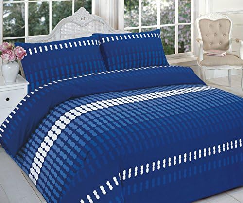 LnB Elliot Black/Red/Blue Printed Poly Cotton Bedding Set/Duvet Cover S-D-K-S.K (Blue, Double)