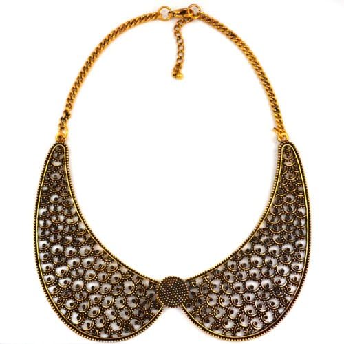 Fashuun Village Statement Filigree Peter Pan Collar &amp; Silver Necklace Gold