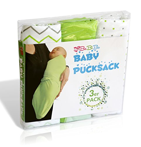 Baby Pucksack, 3er Set, 100% Premium Baumwolle, Extra Feste Klettverschluss-Nähte, Ideal für Säuglinge und Schreibabys (0-3 Monate, 3-6 kg), für Sommer, Herbst Winter und Frühling - 9
