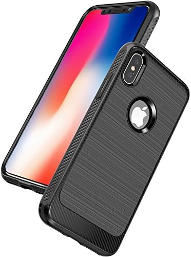 iPhone X Case, HOOGOOD Ultra Slim Light Silicone TPU iPhone 10 Cover, Shockproof + Scratchproof + Air Cushion + Brushed Workmanship Smartphone Protective Shell for 5.8 Inches Apple iPhone X (Black)