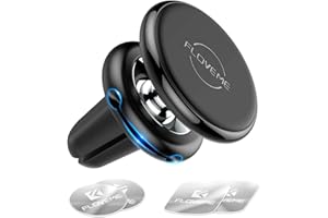 FLOVEME KFZ Handyhalterung Auto Magnet Lüftung, Universal Handyhalter Auto Zubehör mit 5 Starke Magnet 4 Metallplatten, Kompatibel für iPhone Samsung Huawei - Schwarz