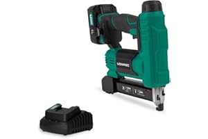 VONROC Agrafeuse Cloueuse Sans Fil 20V - Batterie 4.0Ah, 1000 Pièces d'Agrafes 20mm et 25mm, Chargeur Inclus - Taux Percussion 30 Clous/Agrafes par Minute - LED intégrée, Percussion Réglable