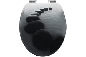 WOLTU Abattant de WC avec système d'abaissement automatique, noyau en bois MDF, charnières Softclose, design design Forme O