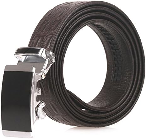 Men 's Ratchet Leather Belt（A-D04） (waistline:39"~42", A-D04-Brown)