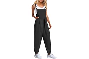 GENERIC Salopette Donna Salopette di Jeans Donna Casual Tuta donna casual estiva pantaloni donna estivi leggeri pantaloni da lavoro Salopette Larga con Spalline Jumpsuit Casual con Tasche