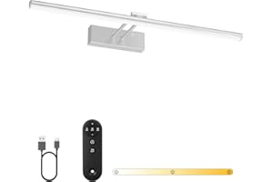 LIGHTBIZ Bath Mirror Wall Light with Remote, 40cm Wireless Rechargeable 5400mAh Battery Picture Lamp, 3 Colors & Adjustable Angle, Dimmable and Timer Art Lamp for Vanity,Display,Bathroom (Nickel, 40cm)