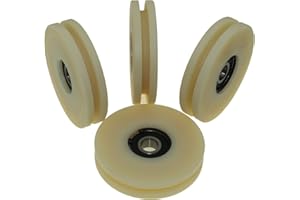 LASANA SMART MACHINES Lot de 4 poulies en nylon avec rainure ronde de 6 mm, diamètre de 80 mm, roulement de 12 mm, capacité de 100 kg, usinées avec précision dans l'UE (80-6-12)