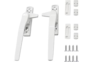 Yuiturt UPVC Window Handles, 2 Pcs White Cockspur Window Handle Replacement, Durable Aluminum Alloy for Security for Casement Windows, Easy Installation, Childproof Locking Mechanism Left/Right