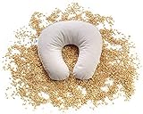 Coussin de Voyage Oreiller épeautre, Oreiller de Voyage en 100% Bio Vannure d'Épeautre avec Housse Amovible 100% Coton, 35 x 33 cm