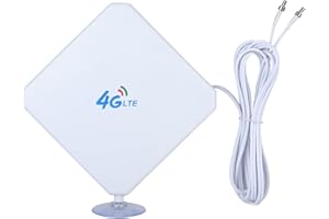 ASHATA Antena 4G LTE, wysokowydajna antena LTE TS9 3G 4G Antena wzmacniacza sieciowego 35dBi, wzmacniacz sygnału routera 4G LTE WiFi Antena bezprzewodowa z 2 złączami TS9 biała
