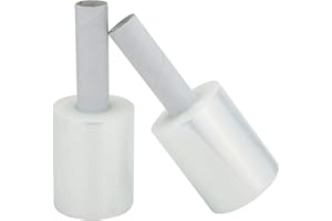 C CRYSTAL LEMON Paquet de 2 mini film étirable avec poignée pour emballage de palette, fournitures de déménagement Emballage étirable et film rétractable - Calibre 80, 12,5 x 305 mètres par Crystal Lemon