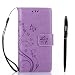 Produktbild Sony Xperia X Compact Hülle, Sony Xperia X Compact Schutzhülle, Alfort 3 in 1 Lederhülle Fashion Design Premium PU Leder Hohe Qualität Tasche Case Cover Kasten Abdeckung Wallet für Sony Xperia X Compact 4.6" Smartphone Funktion Standfunktion Unterstützte Telefone und Magnetverschluss mit Schmetterling ( Helles Lila ) + Alfort Schwarz Stylus Pen + Netter Staub Stecker