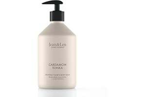 Jean & Len Heavenly Hand & Body Balm Cardamom & Tonka, pour une expérience de soin parfumée, avec de l'huile d'argan bio et du beurre de karité, sans parabènes & silicones, végétalien, 500 ml