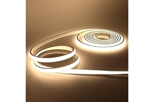 KISUFU Bandeau LED COB 220V, IP65 étanche Flexible néon LED Strip 288 Leds/m Bandes à LED Ruban pour DIY Chambre, Cuisine, Exterieur Maison Décoration. Blanc naturel,10M