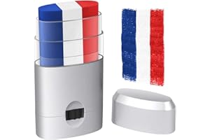 ALIIP Stick Maquillage Tricolore Bleu Blanc Rouge - Stylo Cosmétique Temporaire pour Événements Sportifs - Facile à Utiliser - Couleurs Vives Sans Transfert