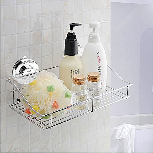 Locisne Edelstahl-Vakuum-Saug-Caddy-Regal Rostfrei mit zwei drehen u. Verriegeln Sie Viereck-super starken Wand-Halter für Küche-Badezimmer-Speicher-Korb - 6
