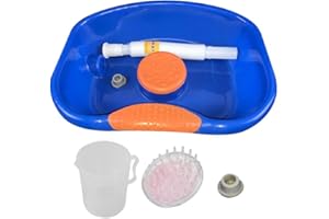 T TOOYFUL Plastik Bett Shampoo Waschbecken Haarwaschbecken Waschbad mit Schlauch, Runder Rand - mit Bürstenbecher