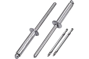 SKIR'CO (500 piezas) Remaches ciegos de aluminio de 4,0 x 20 mm, mandril de aluminio, remaches pop, cabeza de cúpula, dos brocas incluidas