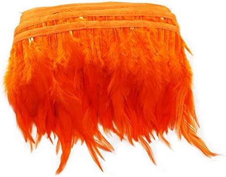 2 Meters Yard Colorful Feathers Fringe Wedding Dresses Skirt Bridal Accessories Decorative Plumes (Orange)