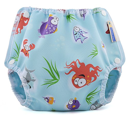 Air Flow Reusable Wrap Nappy Cover - with Poppers (XLarge, OCEANS)