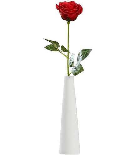 Hoge Conische Witte Keramische Bloemvaas Kleine Knop Vaas
