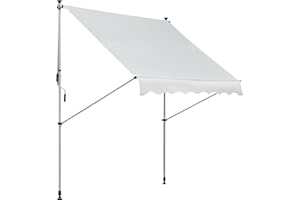 Outsunny Tenda da Sole 2x1.5m per Esterno a Rullo con Manovella, Telaio Telescopico e Angolazione Regolabile, Bianco
