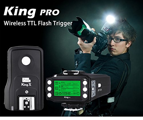 Pixel King Pro Wireless I-TTL Flash Trigger Kit with LED Screen for Nikon-Includes: King PRO Transceiver, King X Receiver and Other Accessories