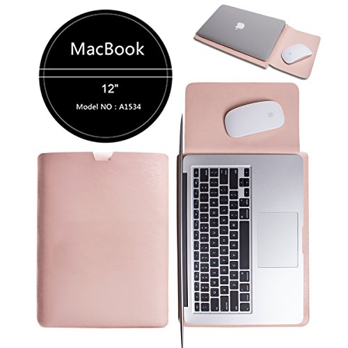 WALNEW Schlanke Leder New MacBook Air 12 Zoll Hülle, MacBook Schutzhülle, Hülle, Case, Cover, New MacBook Air 12 Zoll Hülle mit Handgriff, geschütztes Inneres und externes Mousepad - 2
